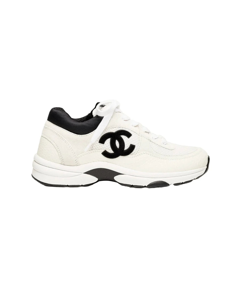 Chanel Mesh, Suede & Calfskin Sneakers White & Black
