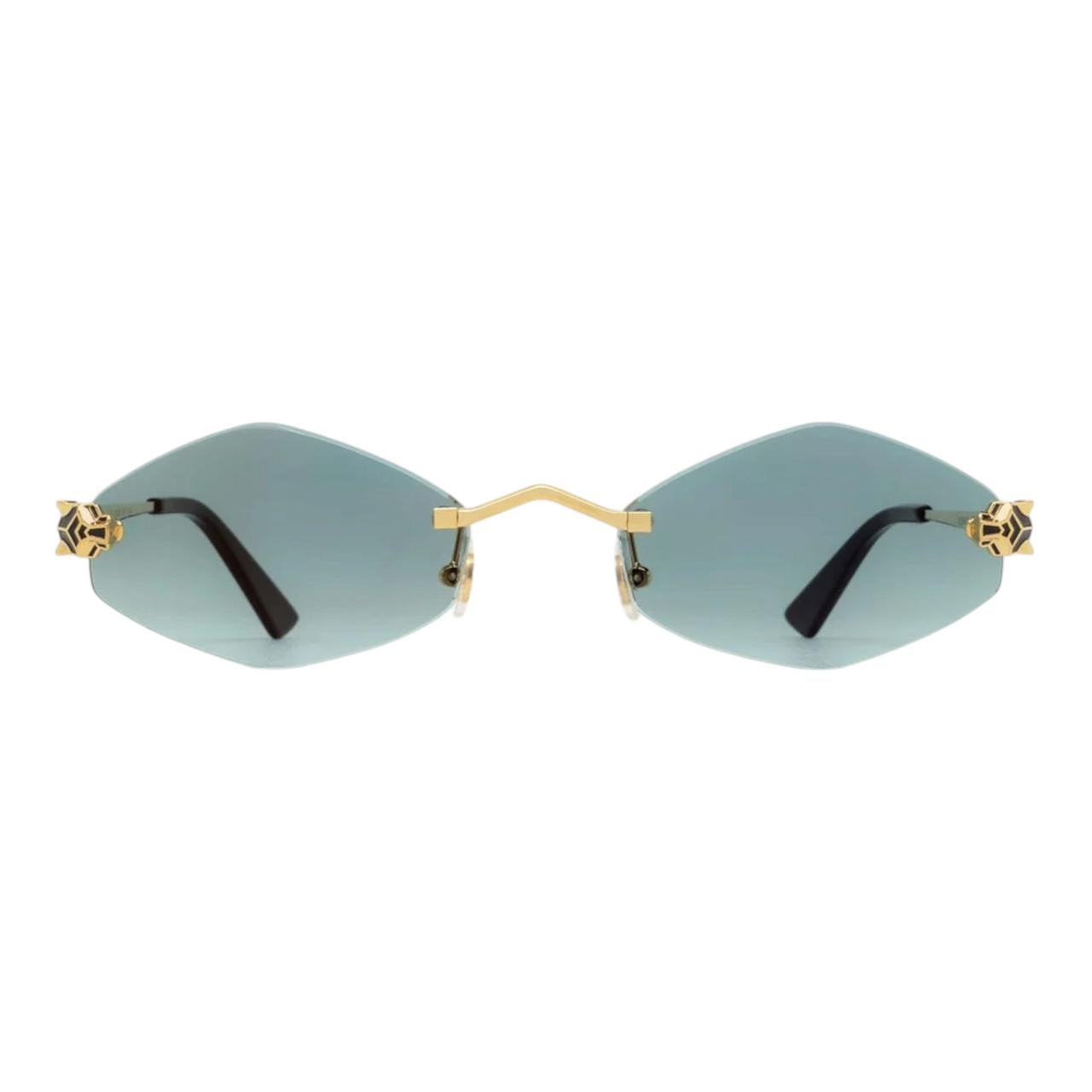 Panthére De Cartier Sunglasses Gold & Blue CT0433S-003