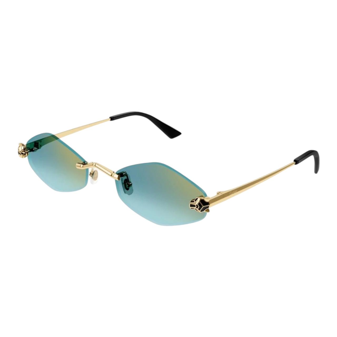 Panthére De Cartier Sunglasses Gold & Blue CT0433S-003